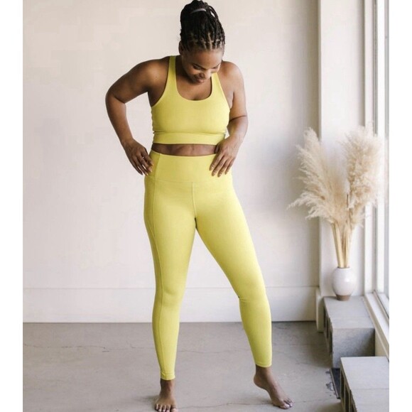 Girlfriend Collective Compressive High Rise Leggings in Chartreuse Size L EUC!!! - Picture 1 of 6